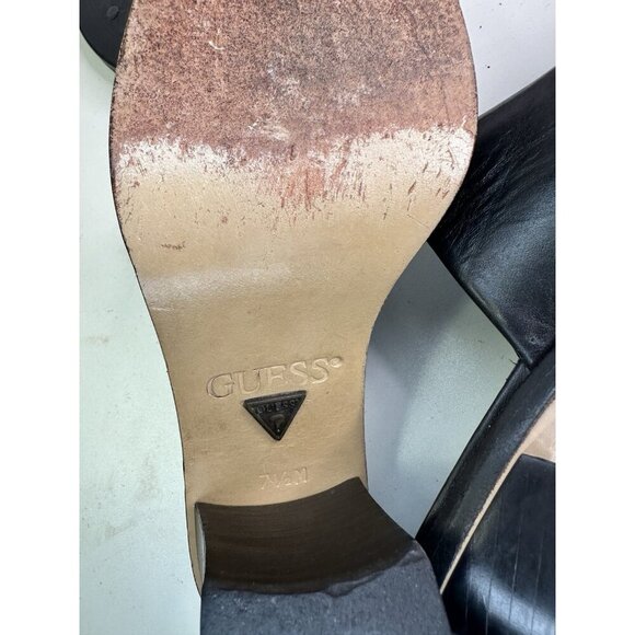 VTG Guess Chunky Mule Loafers Black Open Square Toe Y2K 90s Sandals Sz 7.5 M - Picture 8 of 10